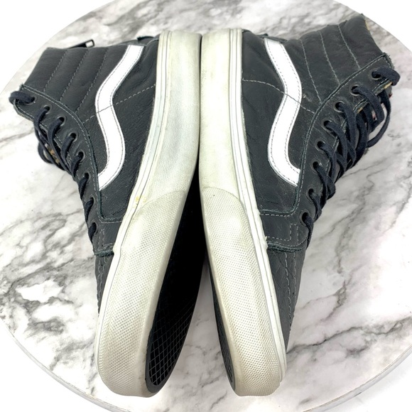 Vans Sk8-Hi Black Leather Lace Up High-Top Sneakers 7.5 Grunge Whimsigoth Skater - Picture 7 of 16